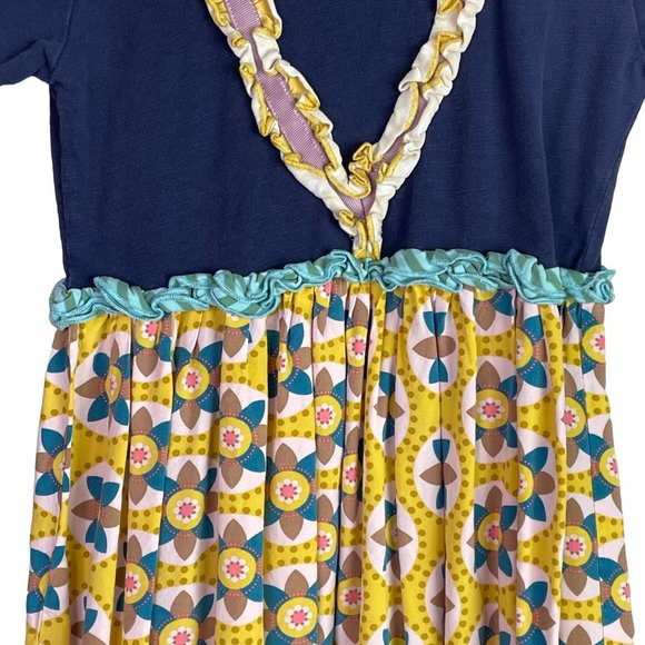 Matilda Jane Dress Country Damsel Girls 8 Blue Yellow Long Sleeve Fit Flare - Picture 3 of 9